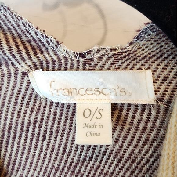 Francesca's Plaid Check Shawl Poncho Fringe Wrap Burgundy Red Tan Black One Size - Picture 6 of 9